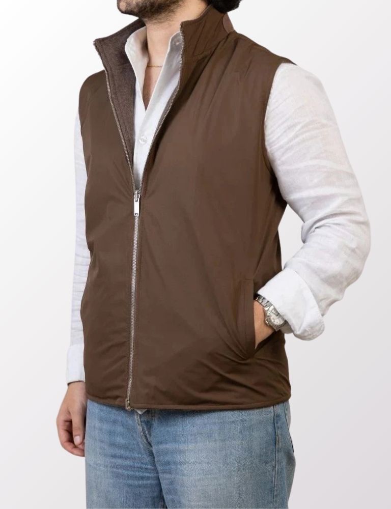 AMBERGLEAM Reversible Wool Vest (XL) L'IMPERMEABILE men's nylon