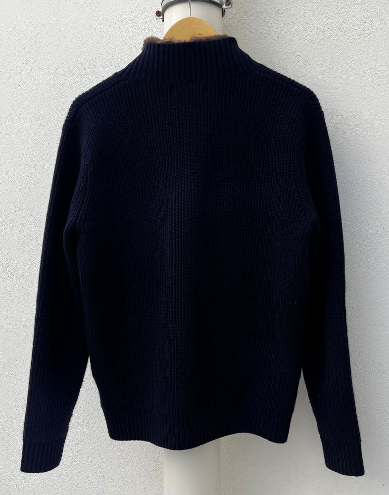 Fur Lined Wool Blouson Navy