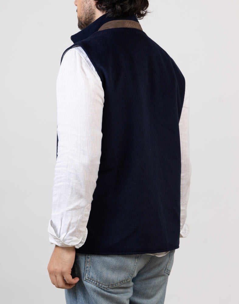 Navy Reversible Wool Gilet