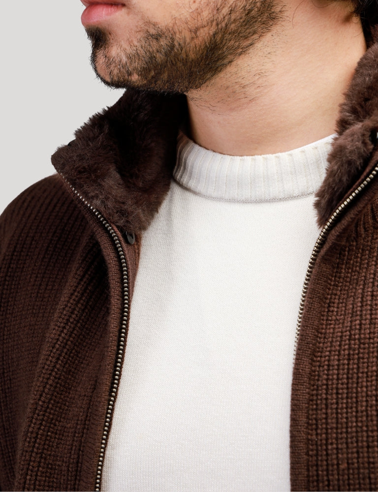 Fur Collar Wool Blouson | Brown