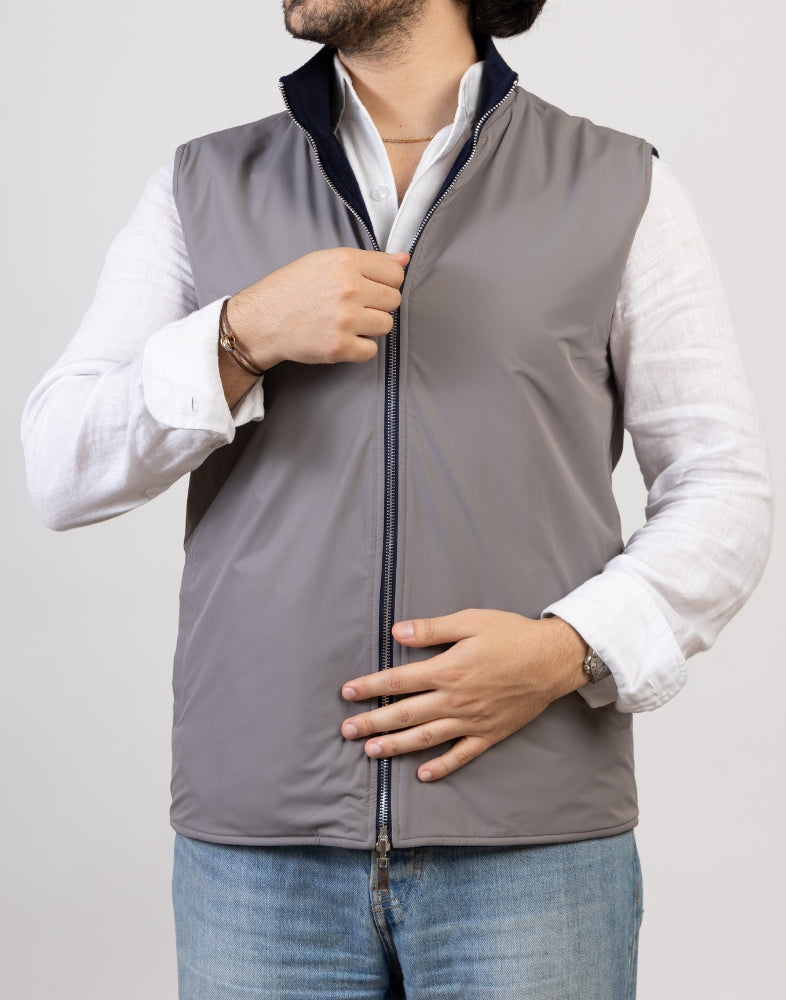 Navy Reversible Wool Gilet