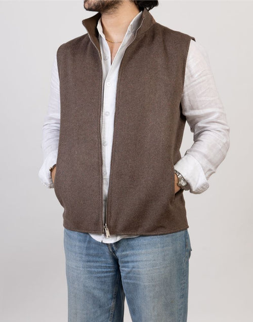 Reversible Wool Gilet | Brown