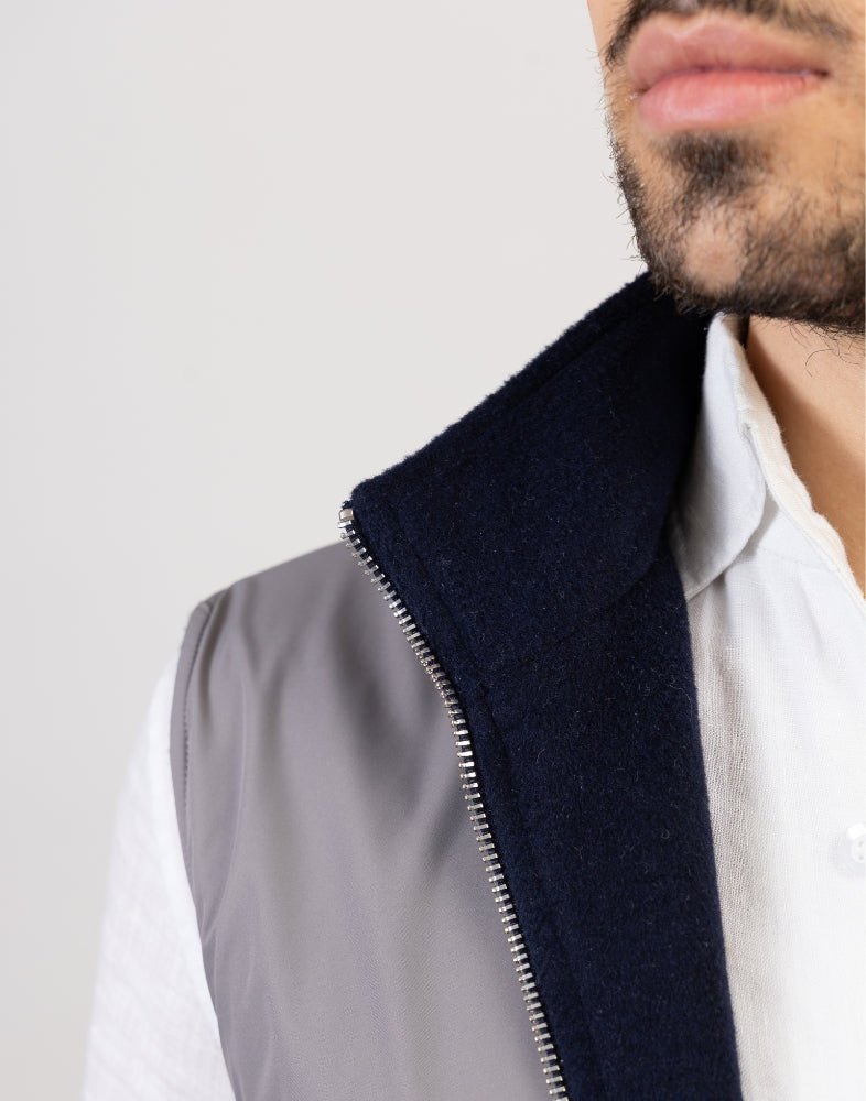 Navy Reversible Wool Gilet