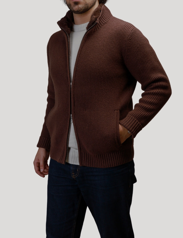 Fur Collar Wool Blouson | Brown