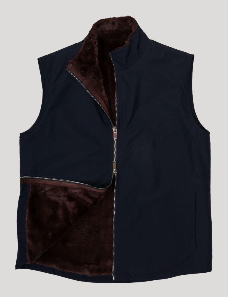 Fur Lined Gilet | Navy