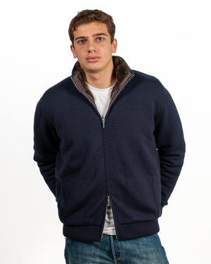 Full Fur lined Cardigan | Navy