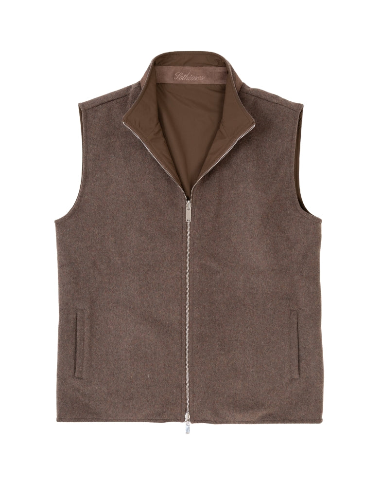Brown Reversible Wool Gilet