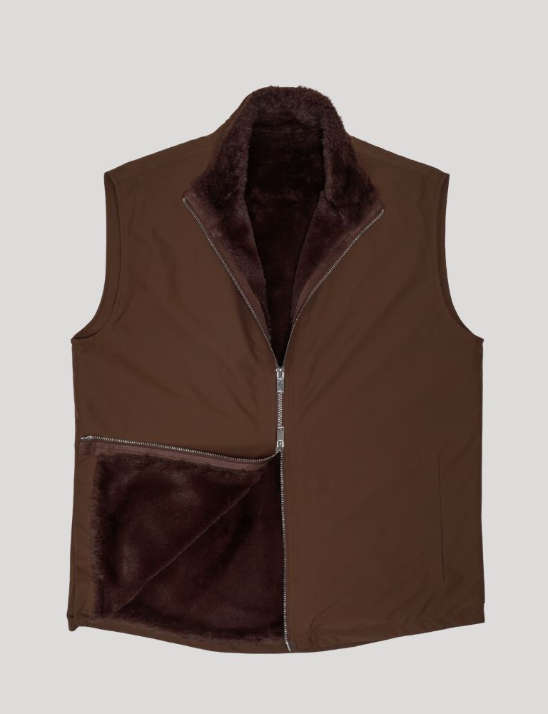 Fur Lined Gilet | Brown