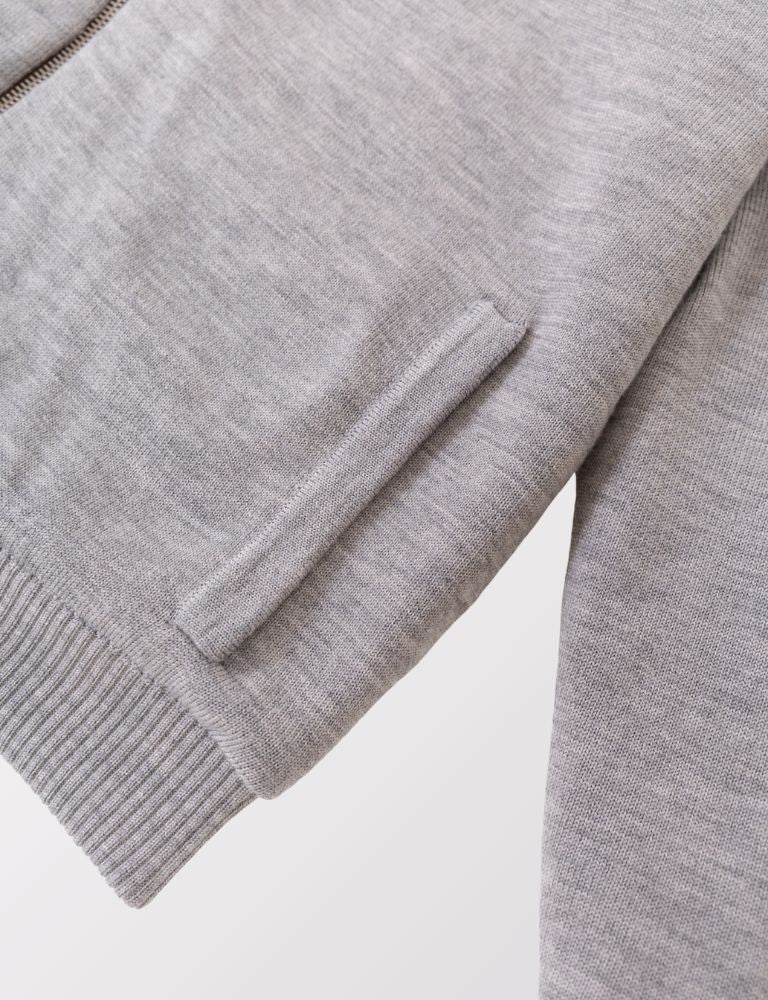 Full Fur lined Wool Cardigan Grey