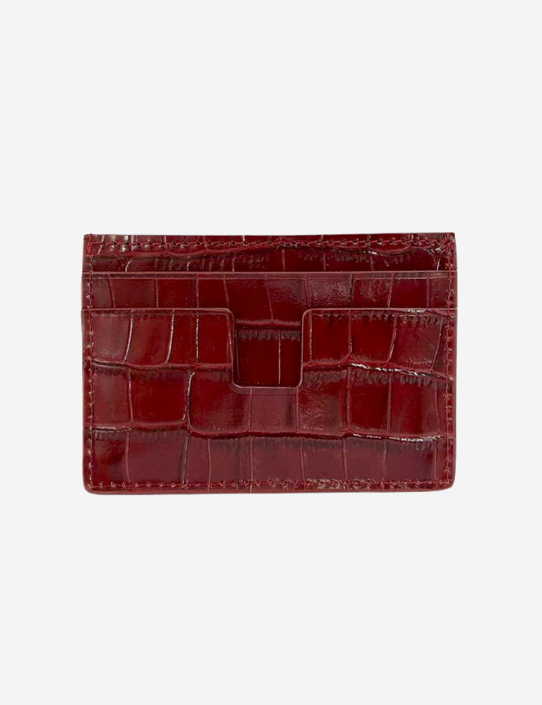 Crocodile Embossed Cardholder | Burgundy