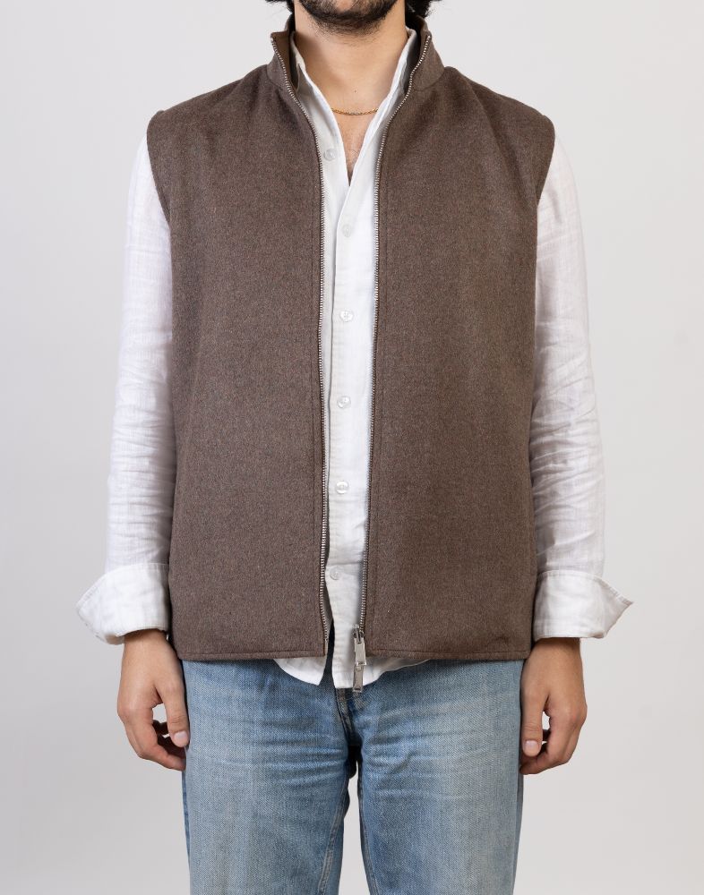Brown Reversible Wool Gilet