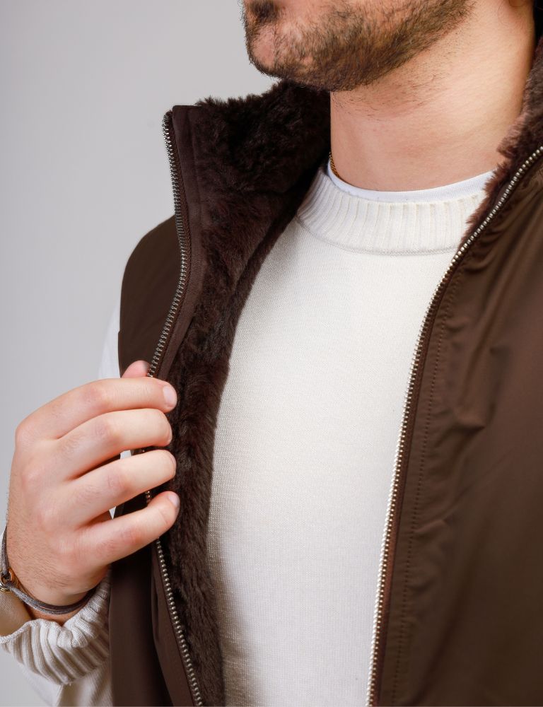 Fur Lined Gilet | Brown