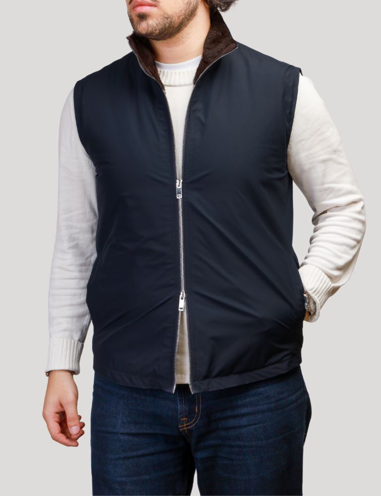 Fur Lined Gilet | Navy