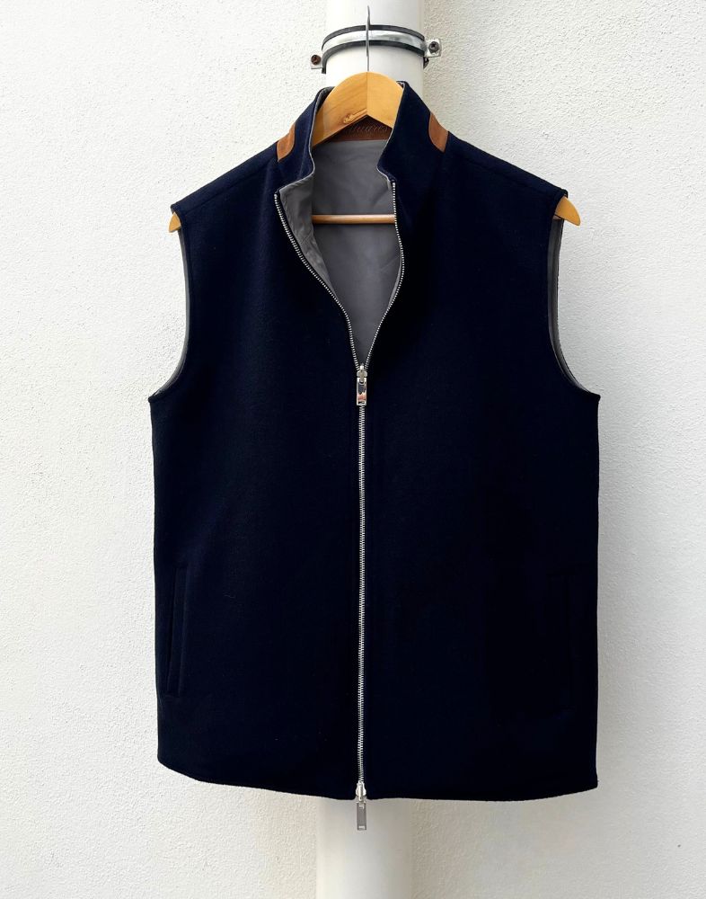 Navy Reversible Wool Gilet