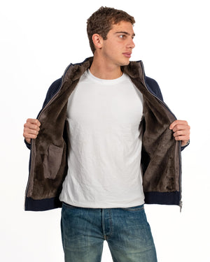Full Fur lined Cardigan | Navy