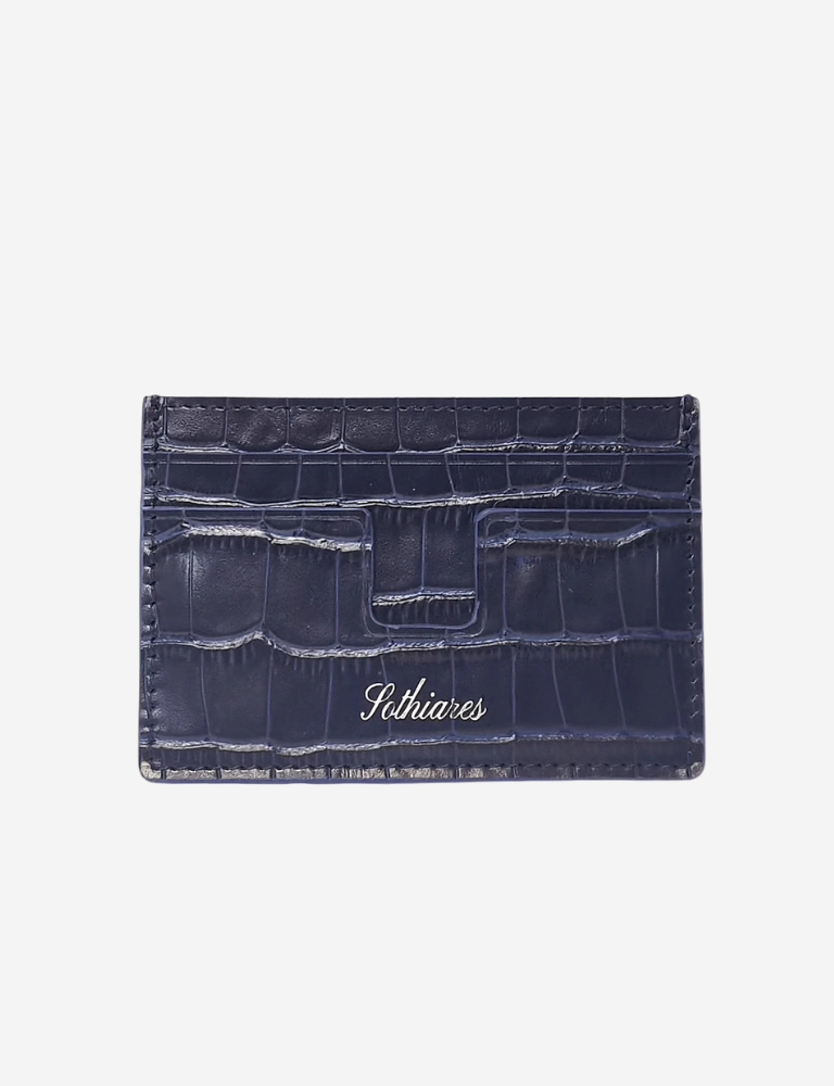 Crocodile Embossed Cardholder | Navy