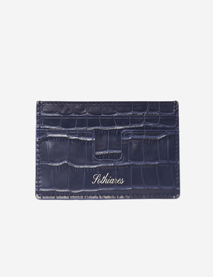 Crocodile Embossed Cardholder | Navy