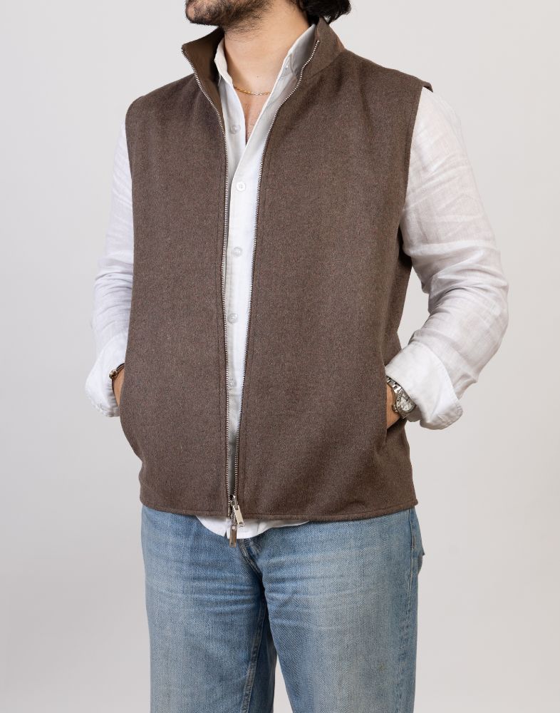 Brown Reversible Wool Gilet