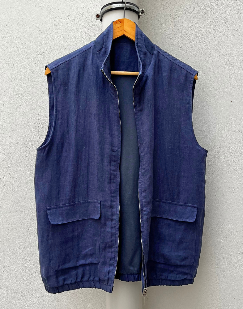Navy Linen gilet