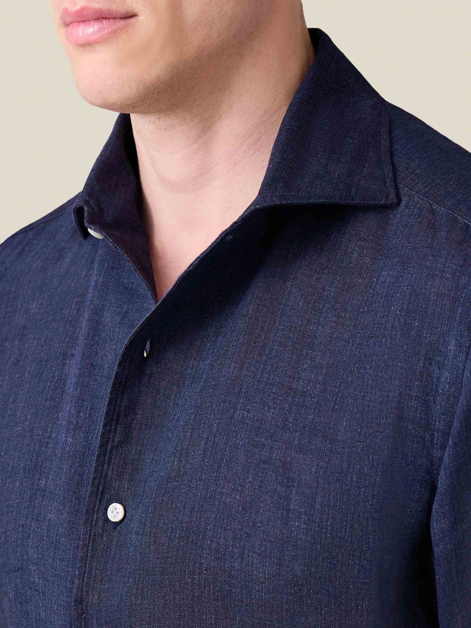 Linen One-Piece Shirt | Navy