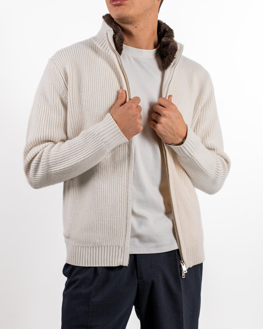 Fur Collar Wool Blouson | Beige