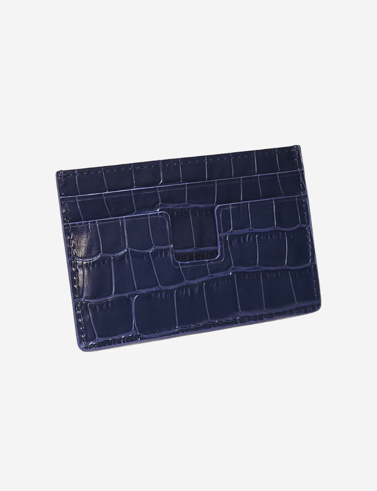 Crocodile Embossed Cardholder | Navy