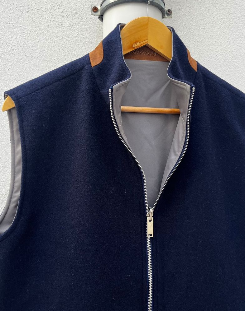 Navy Reversible Wool Gilet