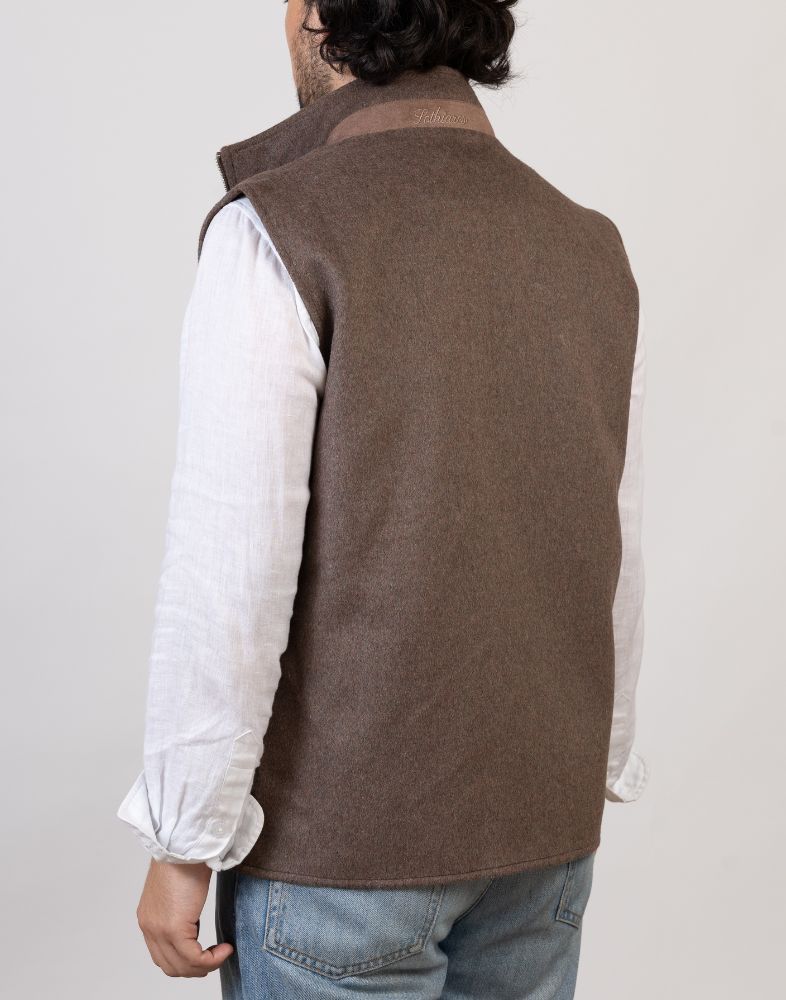 Brown Reversible Wool Gilet