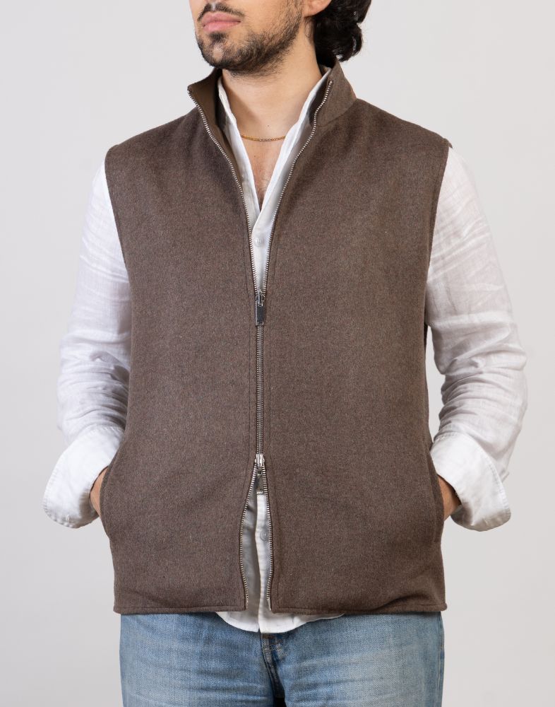 Brown Reversible Wool Gilet