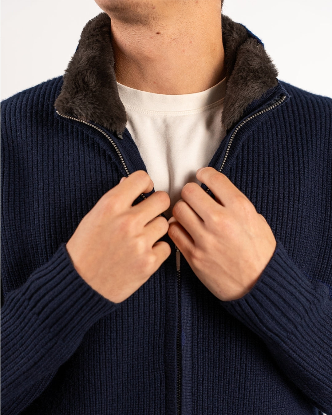 Fur Collar Wool Blouson | Navy