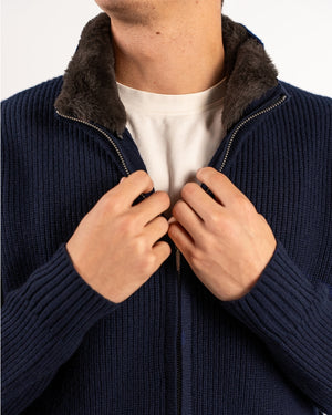 Fur Collar Wool Blouson | Navy