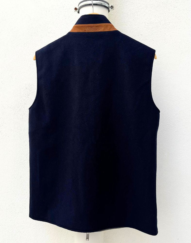 Navy Reversible Wool Gilet