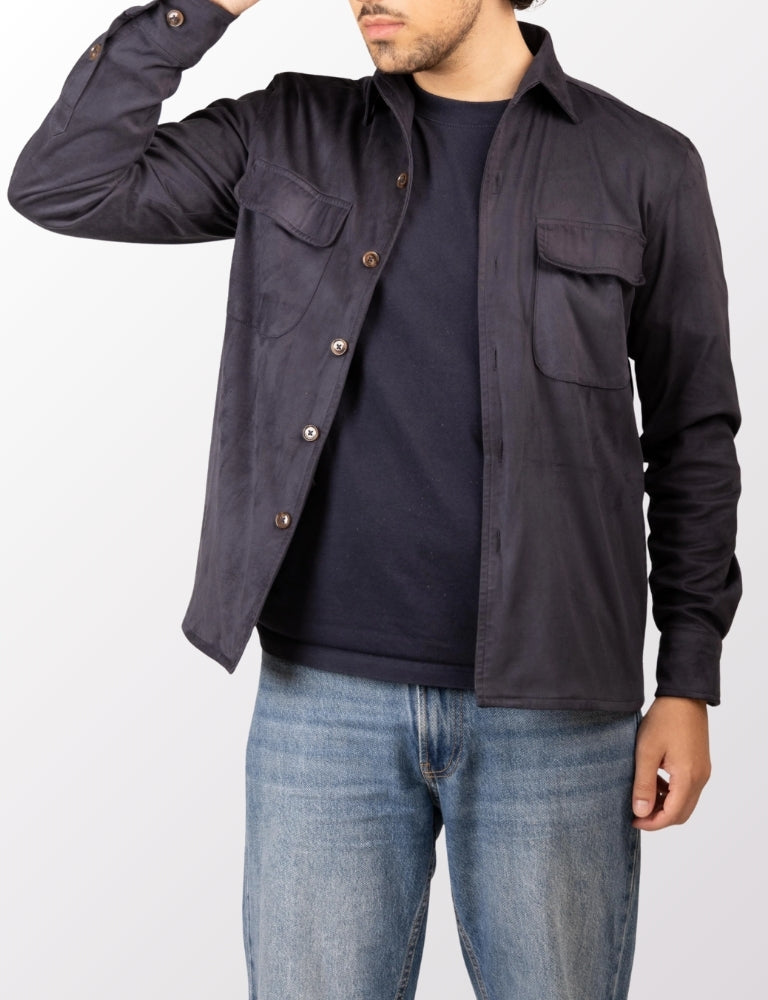 Faux Suede Thin Overshirt