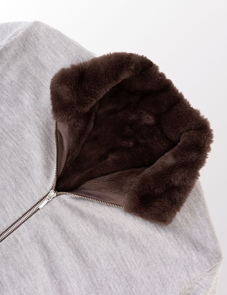 Full Fur lined Wool Cardigan Grey