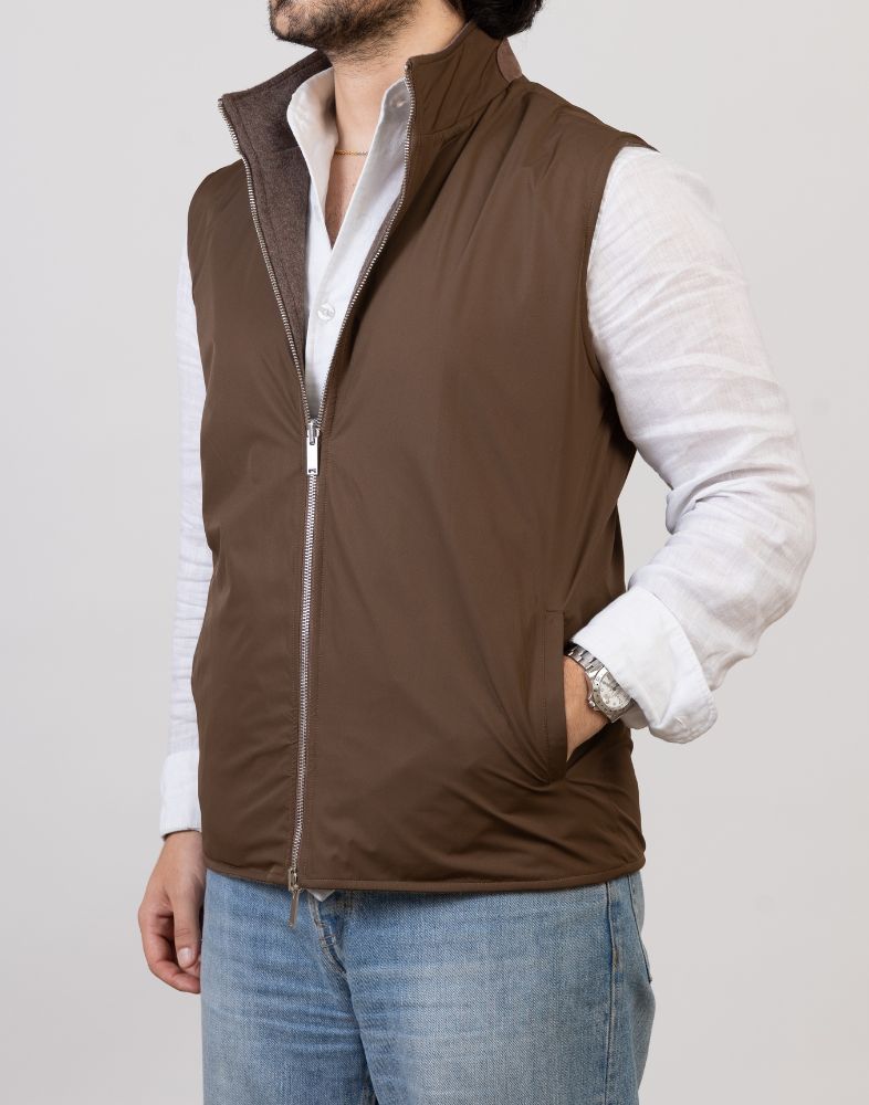 Brown Reversible Wool Gilet