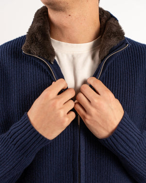 Fur Collar Wool Blouson | Navy