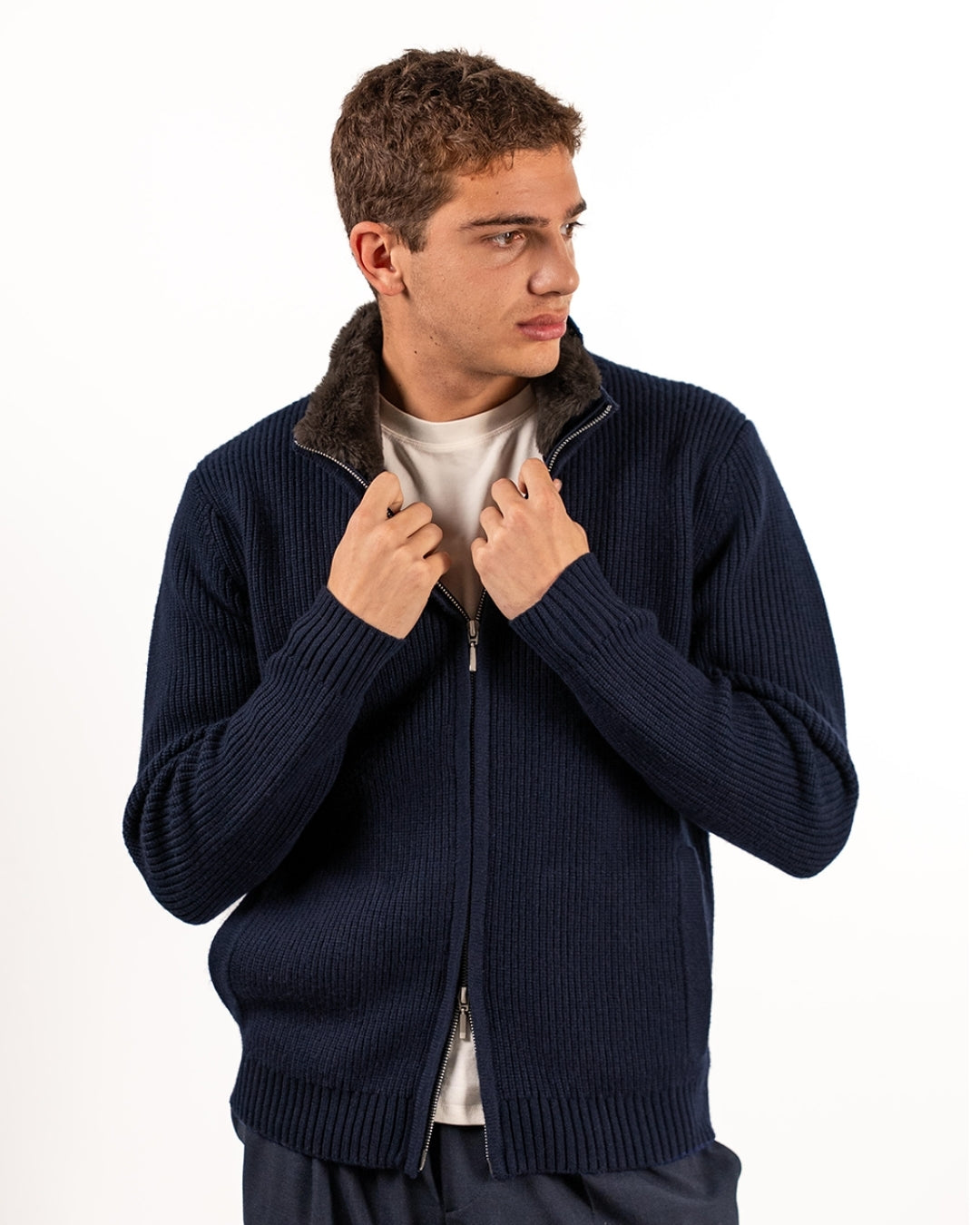 Fur Collar Wool Blouson | Navy