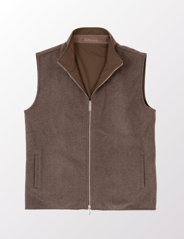 Brown Reversible Wool Gilet