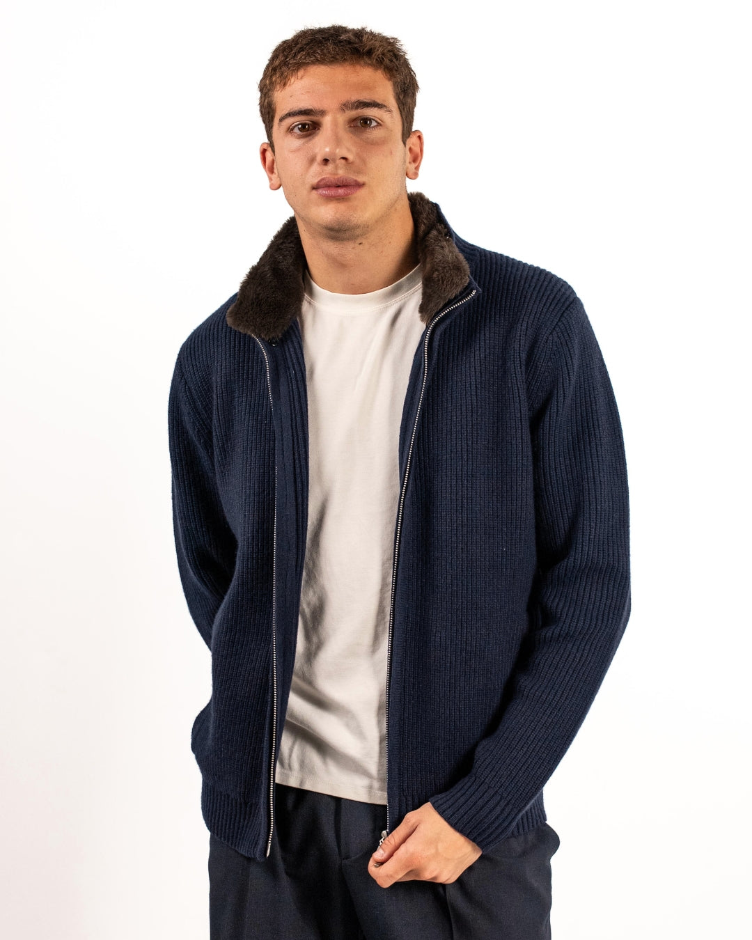 Fur Collar Wool Blouson | Navy