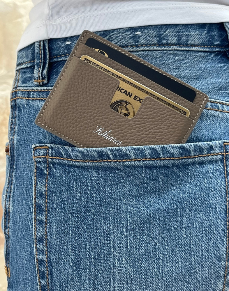 Sothiares Taupe Leather Cardholder