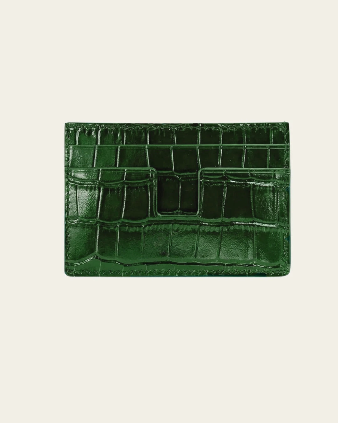 Croc-Embossed Leather Cardholder, Green | Sothiares