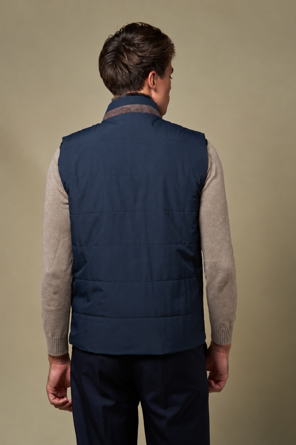 Fur Collar Gilet | Navy