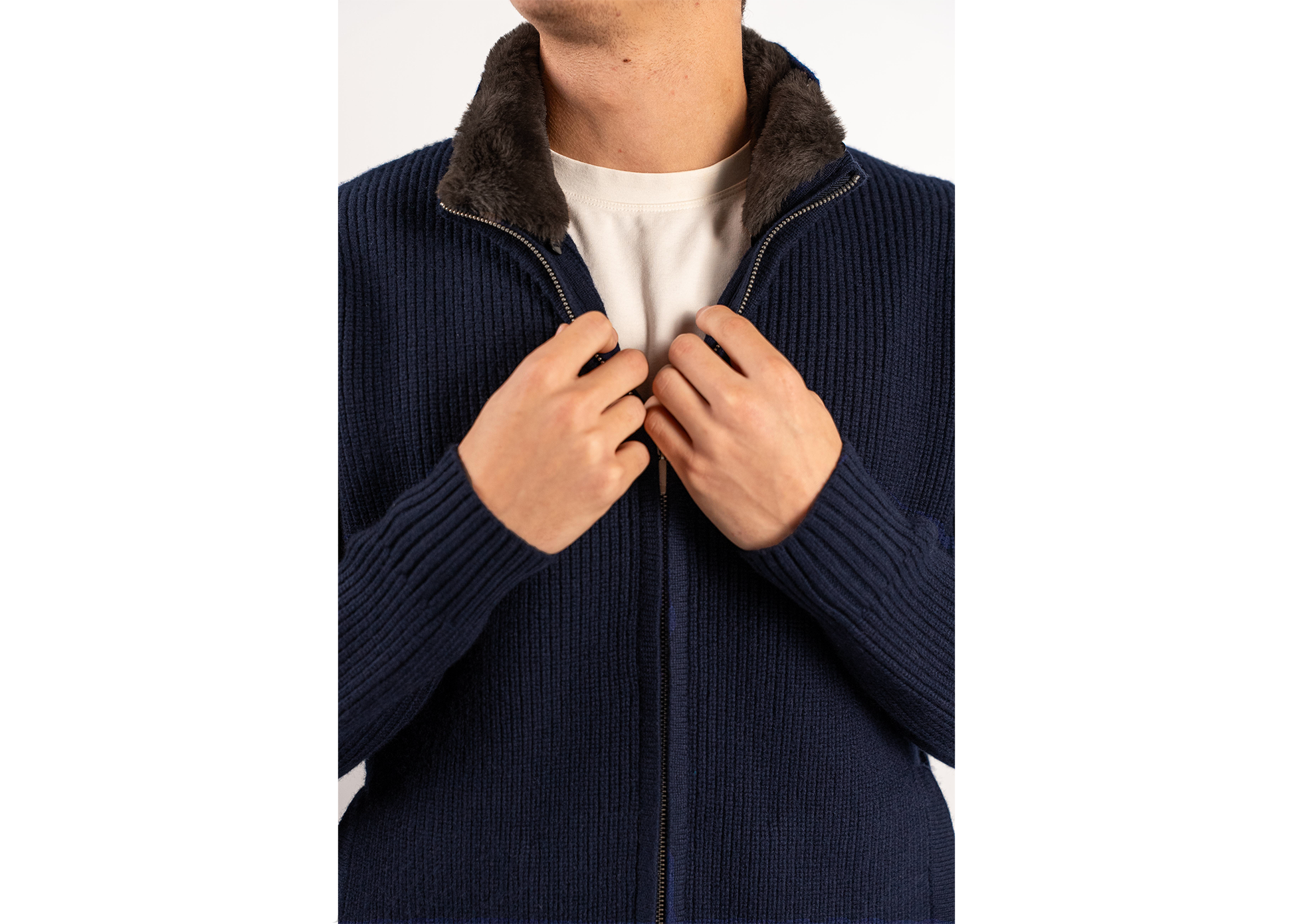 Fur Collar Wool Blouson | Navy