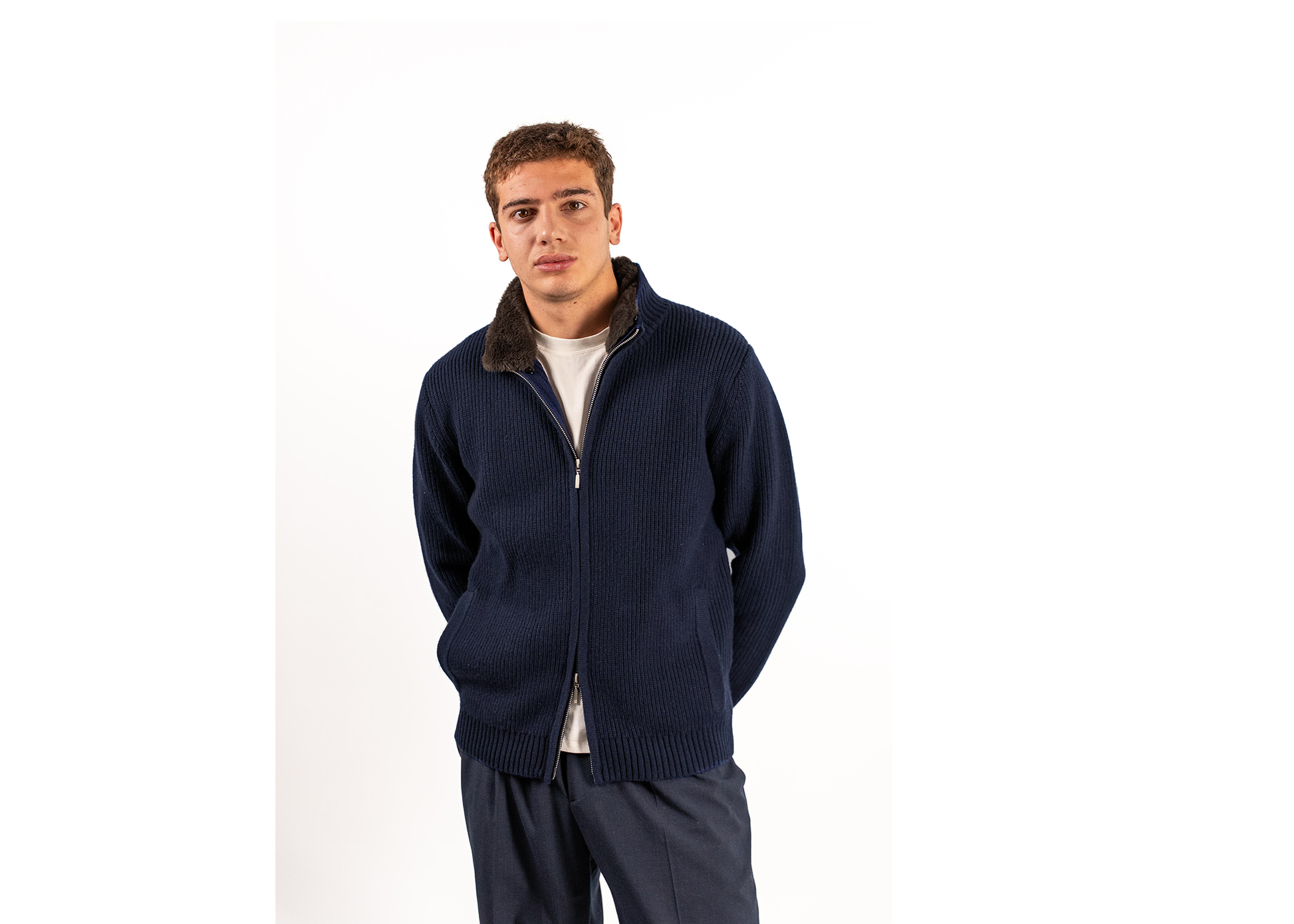 Fur Collar Wool Blouson | Navy