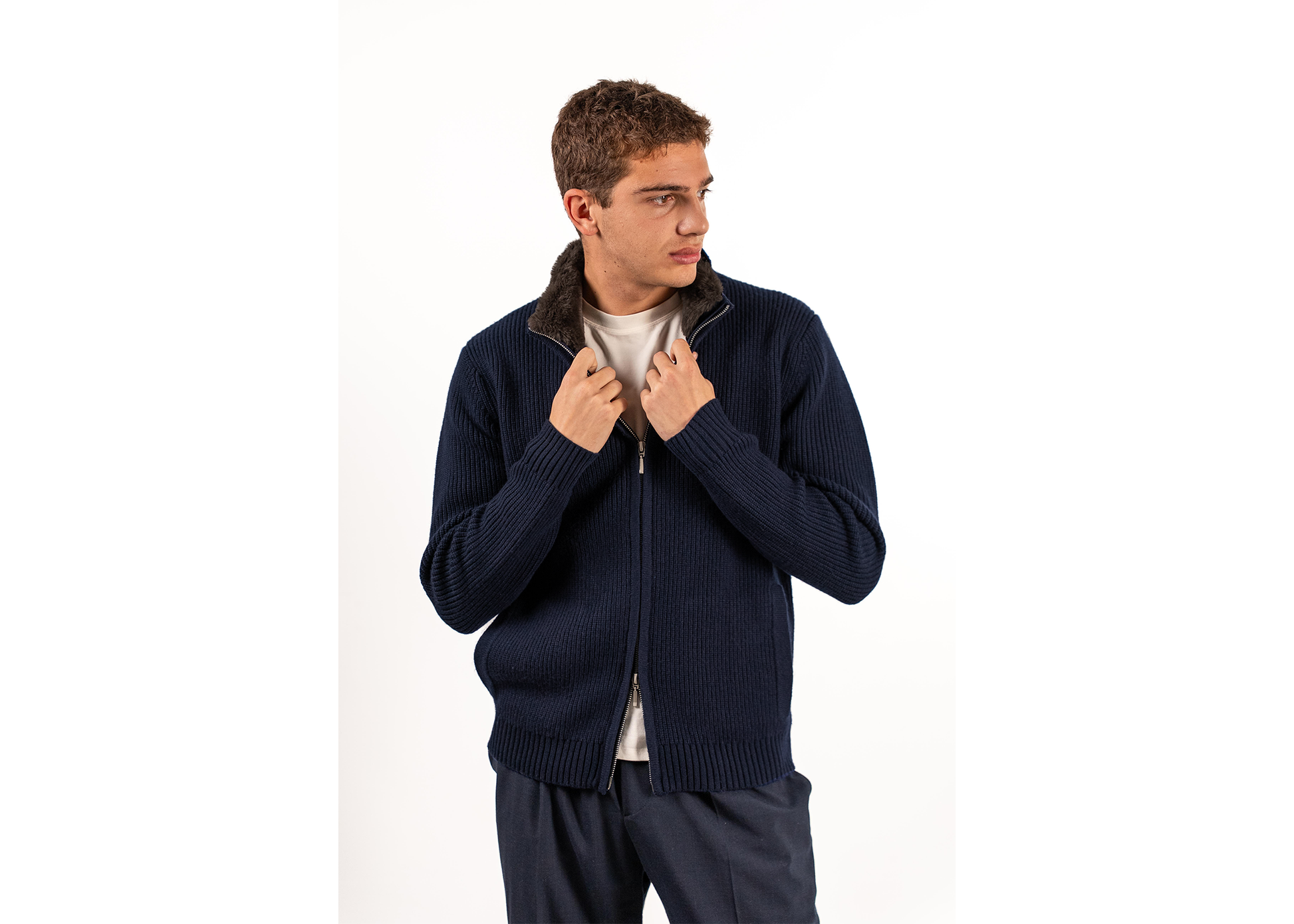 Fur Collar Wool Blouson | Navy