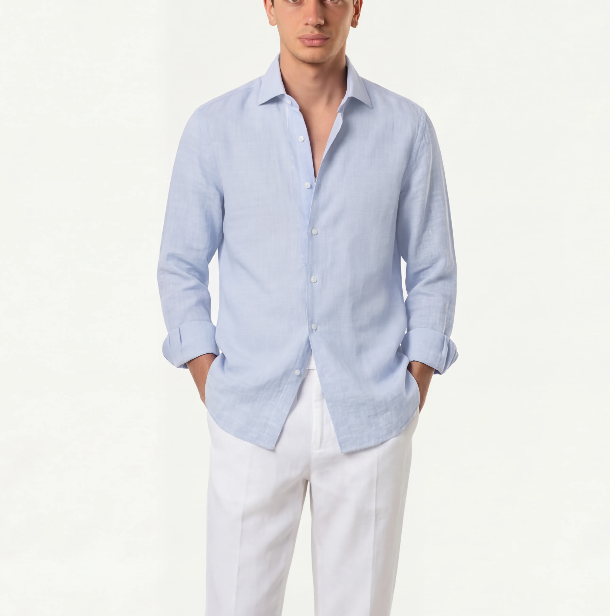 Linen One-Piece Shirt | Light Blue