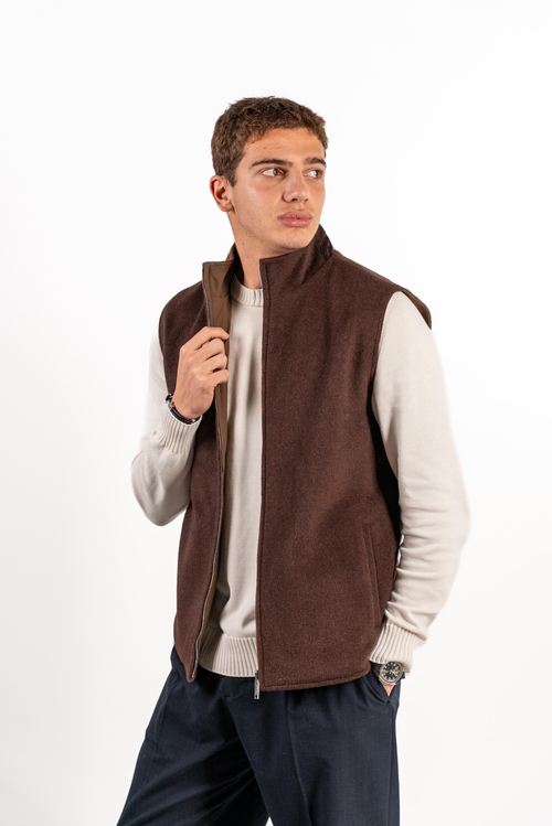 Brown Reversible Wool Gilet