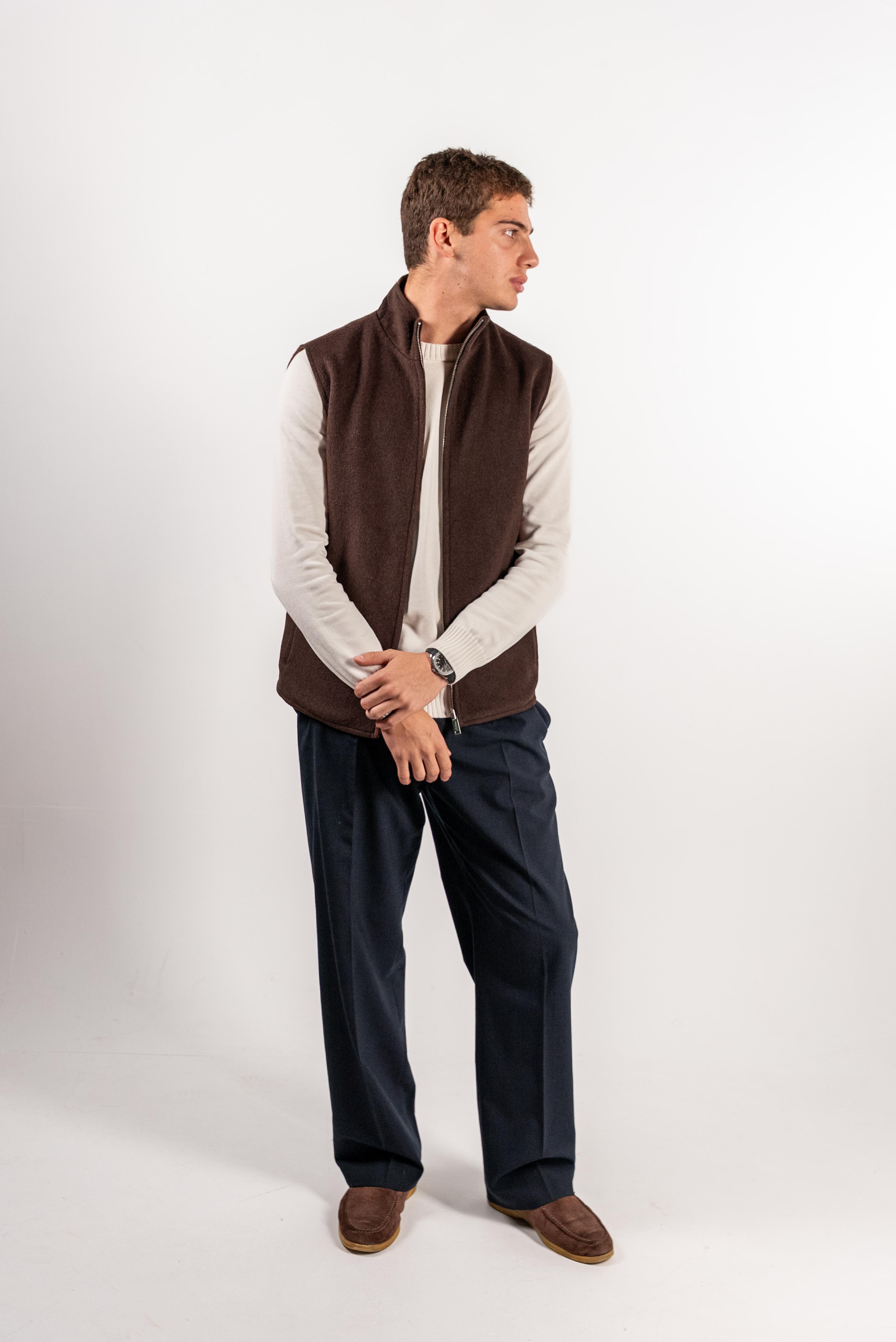 Reversible Wool Gilet | Brown