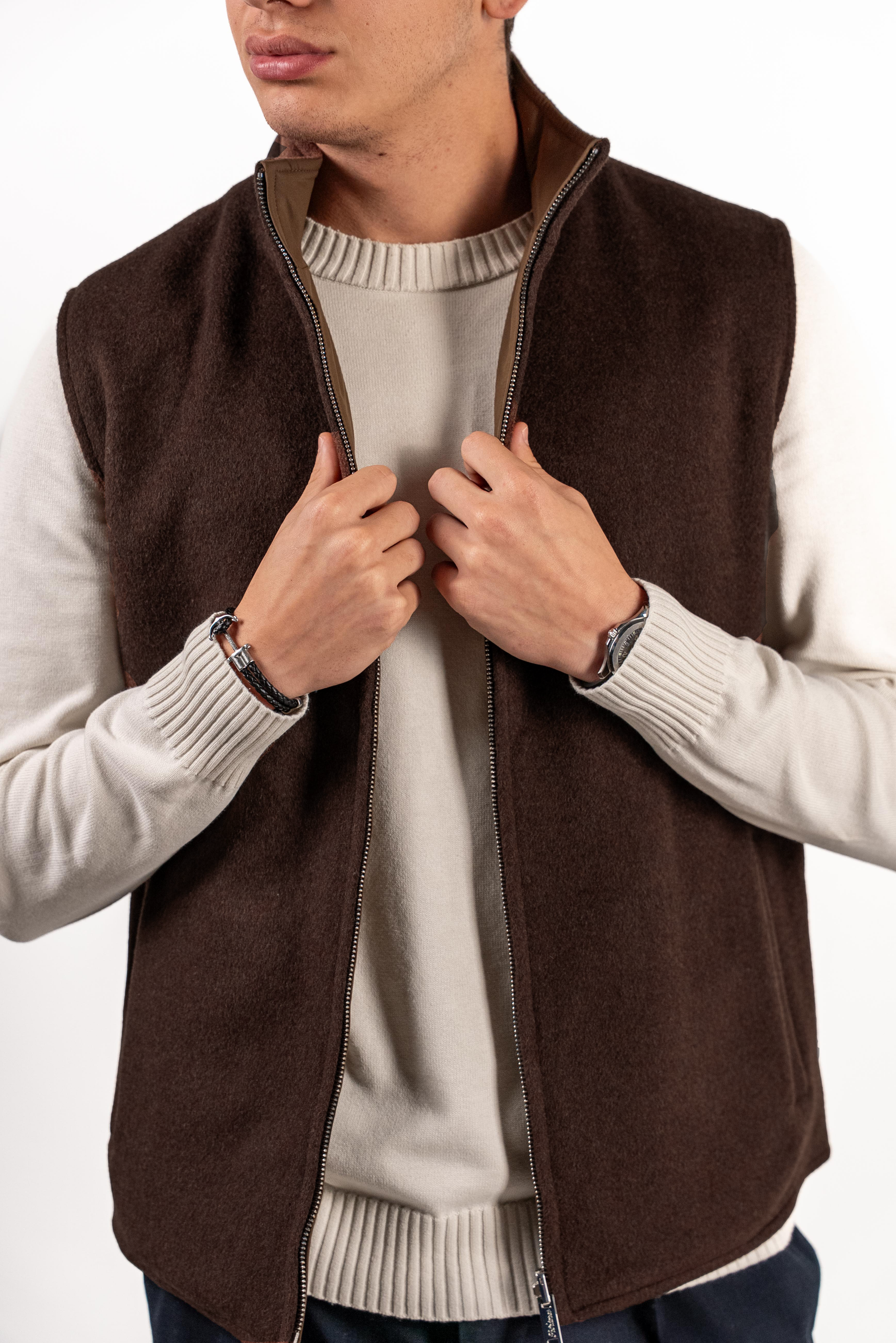 Reversible Wool Gilet | Brown