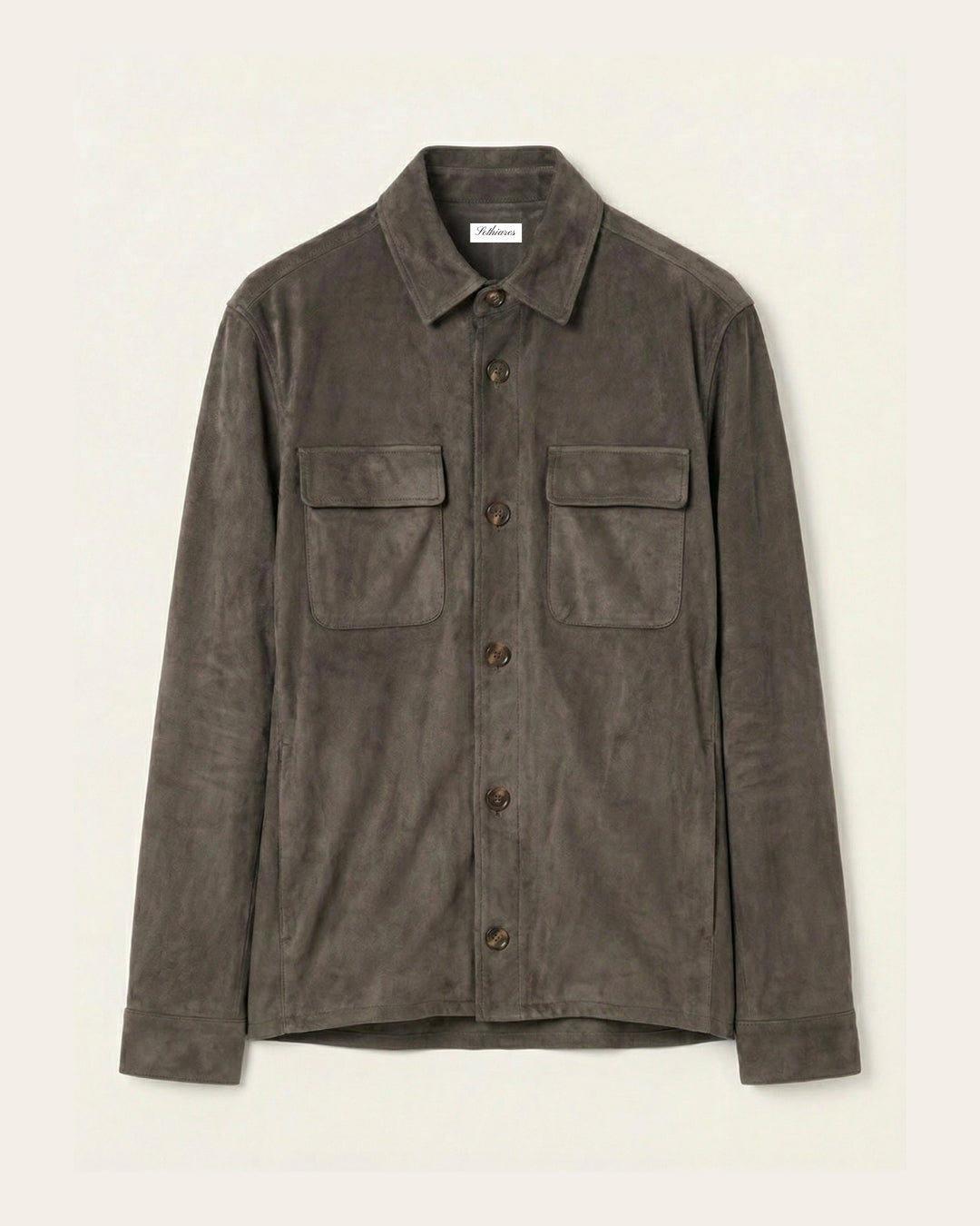 Faux Suede Overshirt | Brown